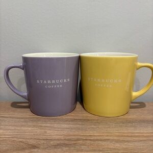 Starbucks 2004 Spring Latte Mugs 14 Oz Limited Edition Coffee Mugs Yellow Purple